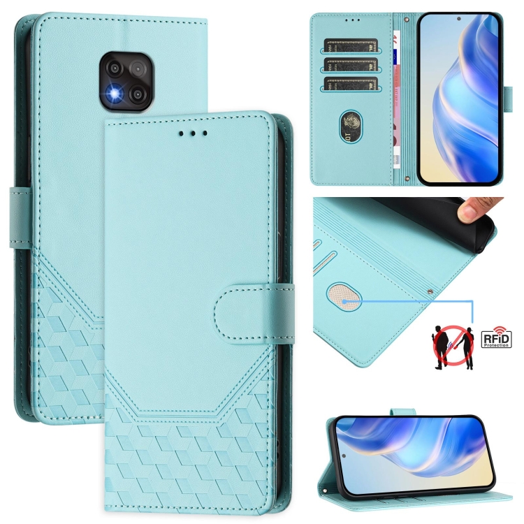For Motorola Moto G Power 2021 Honeycomb Embossing RFID Leather