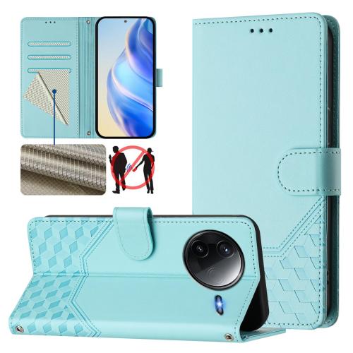 

For Redmi K80 5G / K80 Pro 5G Honeycomb Embossing RFID Leather Phone Case(Mint Green)