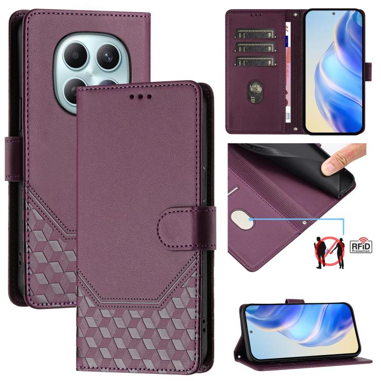 

For Redmi Note 15 5G Global 164mm Honeycomb Embossing RFID Leather Phone Case(Violet)