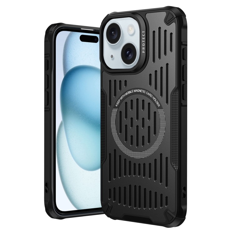 

For iPhone 15 Plus Ice Front Cooling MagSafe Magnetic Phone Case(Black)