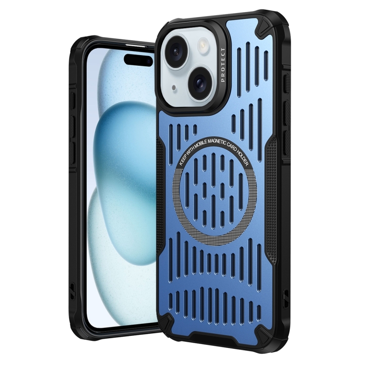 

For iPhone 15 Plus Ice Front Cooling MagSafe Magnetic Phone Case(Sierra Blue)