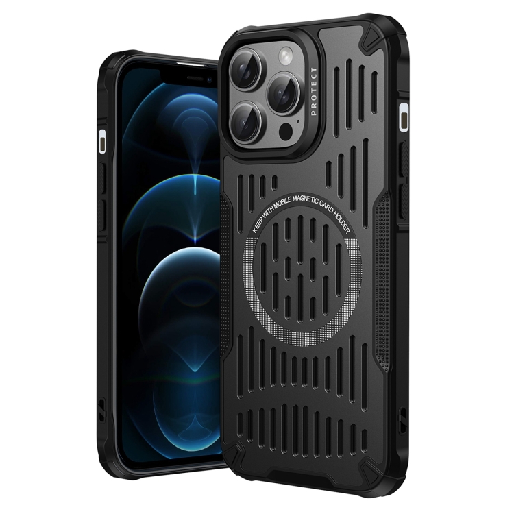 

For iPhone 12 Pro Max Ice Front Cooling MagSafe Magnetic Phone Case(Black)