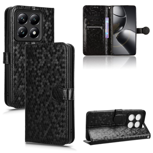 For Xiaomi 14T Pro Honeycomb Dot Texture Leather Phone Case(Black)