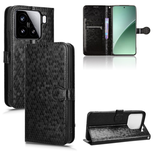 

For Xiaomi 15 Honeycomb Dot Texture Leather Phone Case(Black)