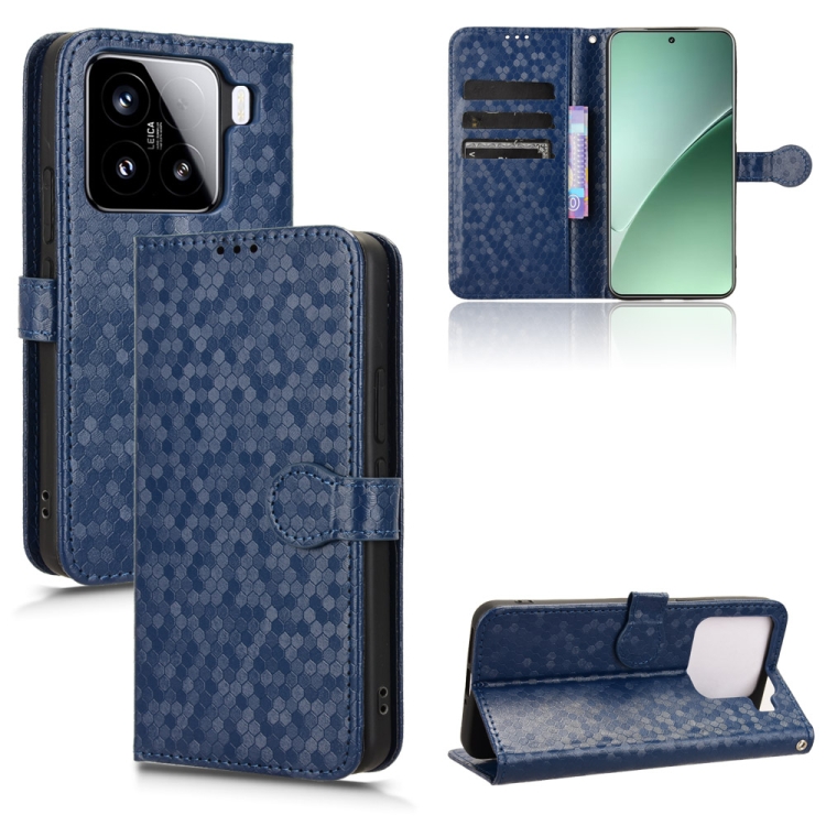 

For Xiaomi 15 Honeycomb Dot Texture Leather Phone Case(Blue)