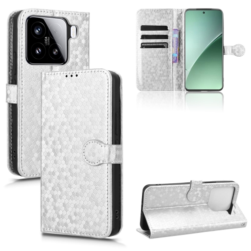 

For Xiaomi 15 Honeycomb Dot Texture Leather Phone Case(Silver)