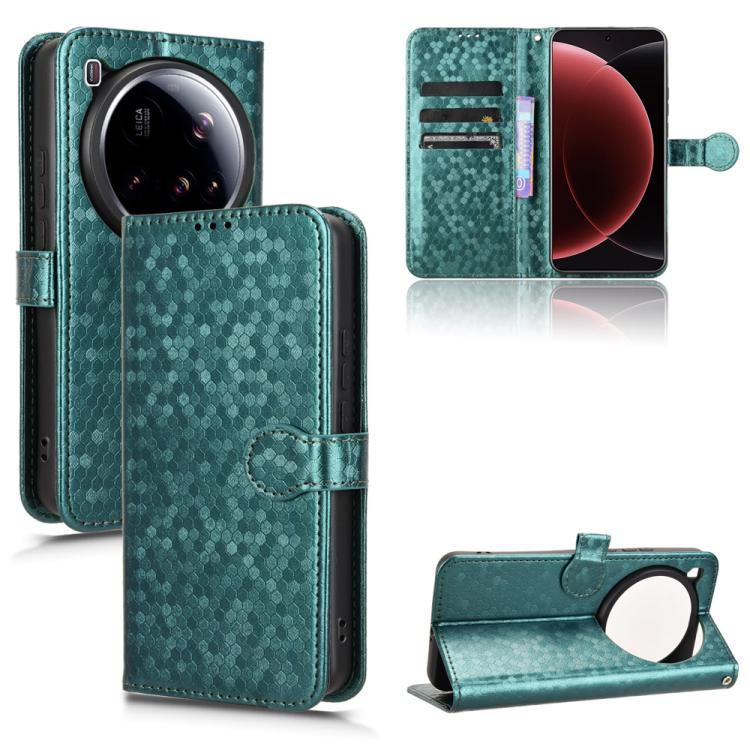

For Xiaomi 15 Ultra Honeycomb Dot Texture Leather Phone Case(Green)