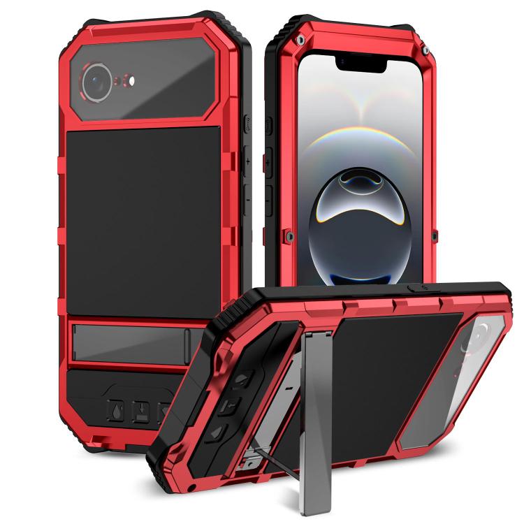 

For iPhone 16e R-JUST Life Waterproof Dustproof Shockproof Holder Phone Case(Red)