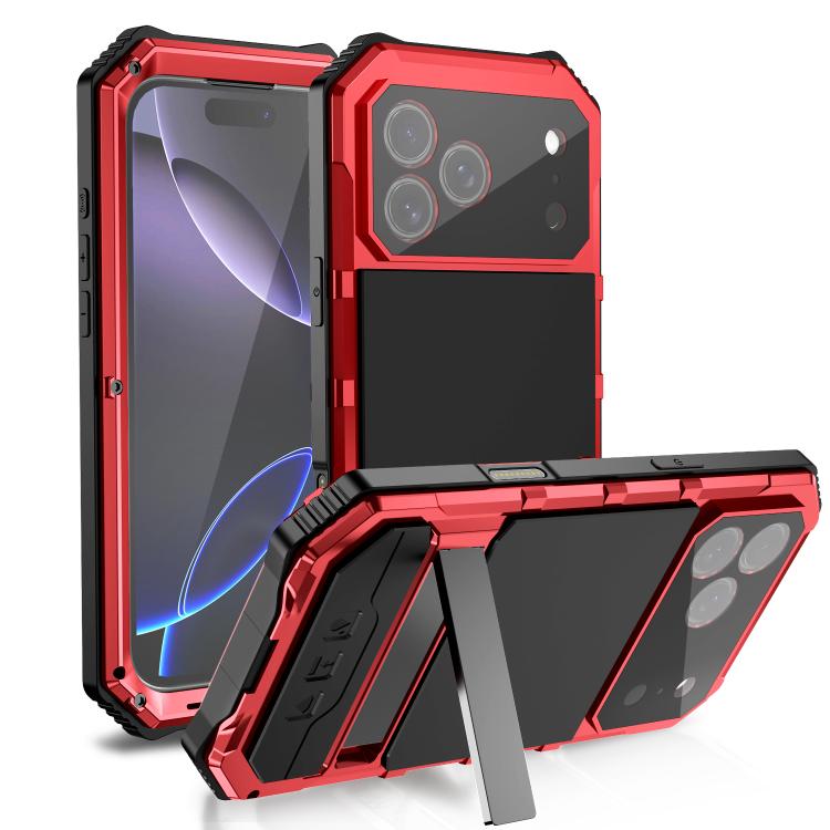 

For iPhone 17 Pro Max R-JUST Life Waterproof Dustproof Shockproof Holder Phone Case(Red)