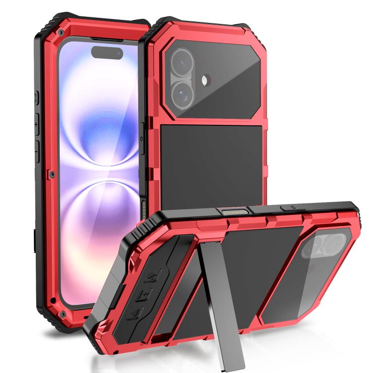 

For iPhone 17 R-JUST Life Waterproof Dustproof Shockproof Holder Phone Case(Red)