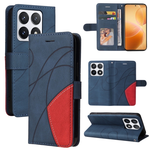 

For Xiaomi 14T Pro Dual-color Splicing Flip Leather Phone Case(Blue)