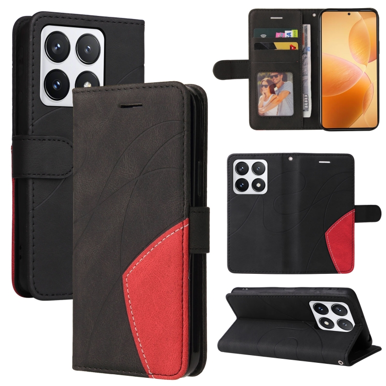 

For Xiaomi 14T Pro Dual-color Splicing Flip Leather Phone Case(Black)