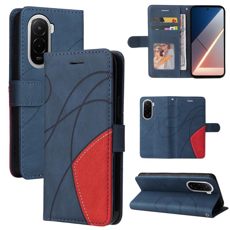 

For Xiaomi POCO M7 4G 169mm Dual-color Splicing Flip Leather Phone Case(Blue)