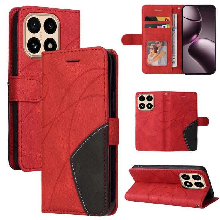 

For Xiaomi 15T 5G Dual-color Splicing Flip Leather Phone Case(Red)