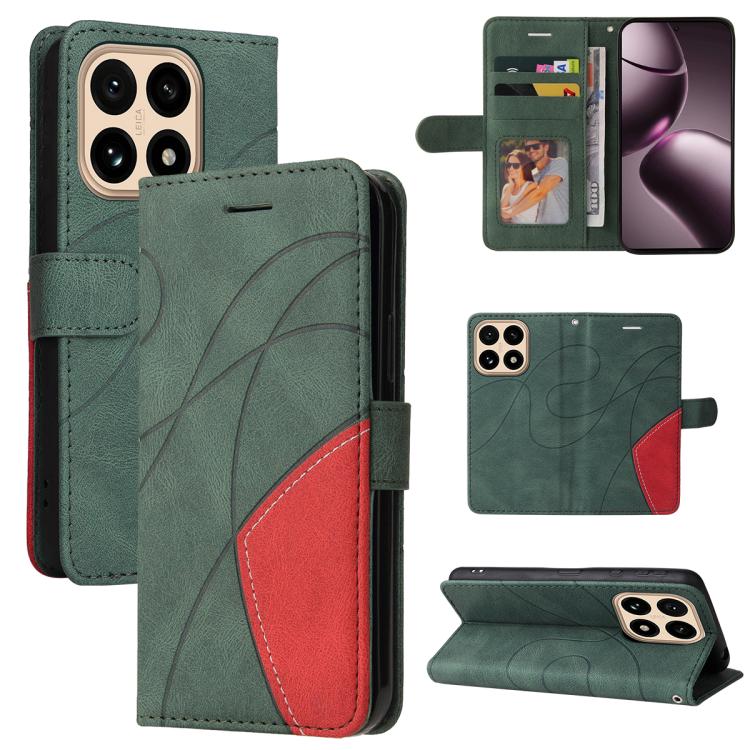 

For Xiaomi 15T 5G Dual-color Splicing Flip Leather Phone Case(Green)