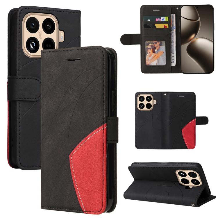 

For Xiaomi 15T Pro 5G Dual-color Splicing Flip Leather Phone Case(Black)