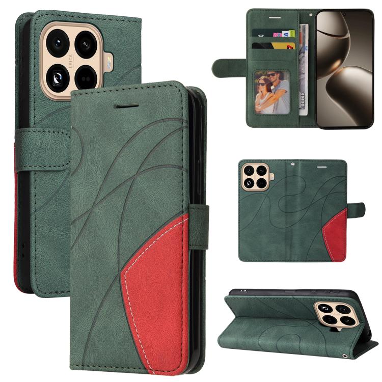 

For Xiaomi 15T Pro 5G Dual-color Splicing Flip Leather Phone Case(Green)