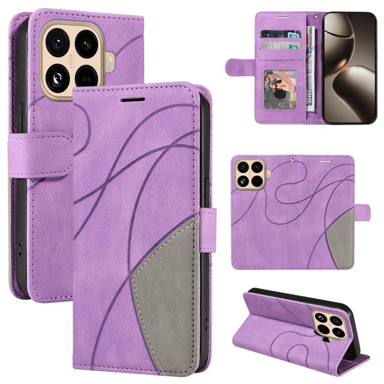 

For Xiaomi 15T Pro 5G Dual-color Splicing Flip Leather Phone Case(Purple)