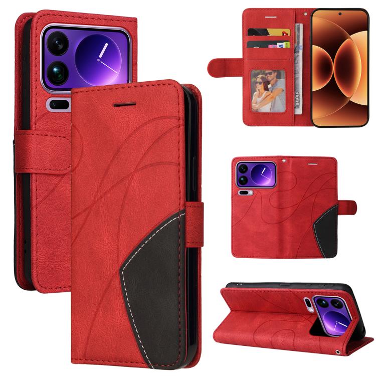 

For Xiaomi 17 Pro Max Dual-color Splicing Flip Leather Phone Case(Red)