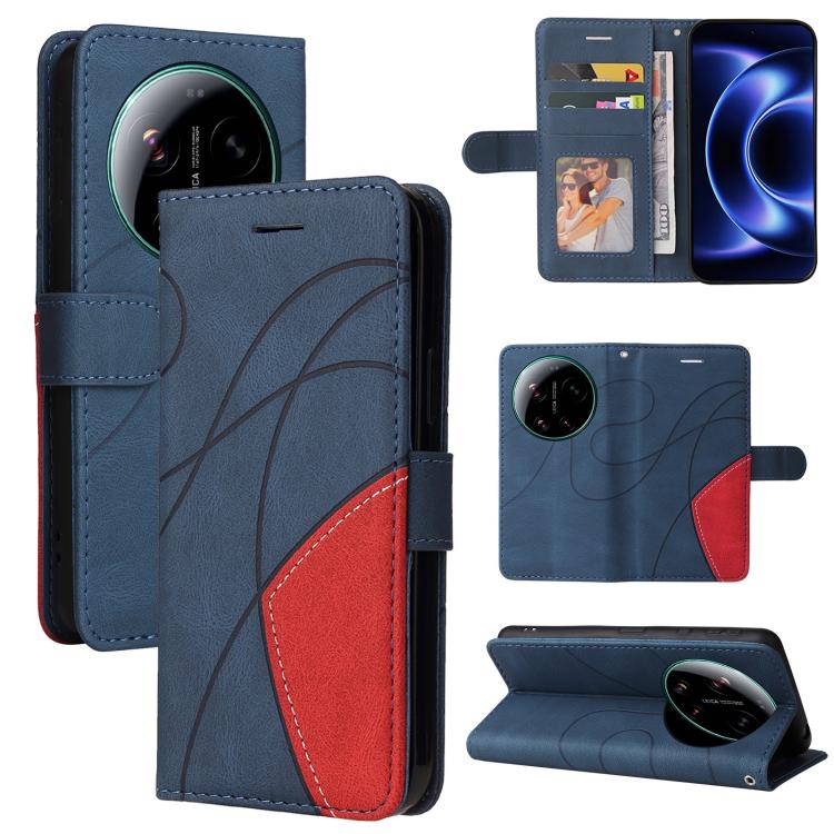 

For Xiaomi 17 Ultra Dual-color Splicing Flip Leather Phone Case(Blue)