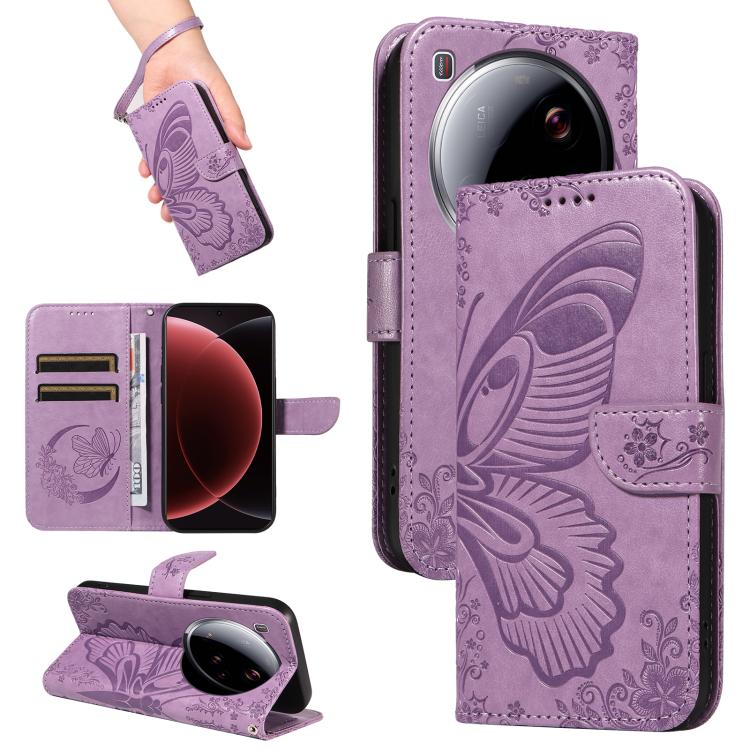 

For Xiaomi 15 Ultra 5G Global Swallowtail Butterfly Embossed Leather Phone Case(Purple)