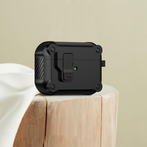 

For AirPods 4 Eagle Shockproof Earphone Protective Case with Switch(Black)