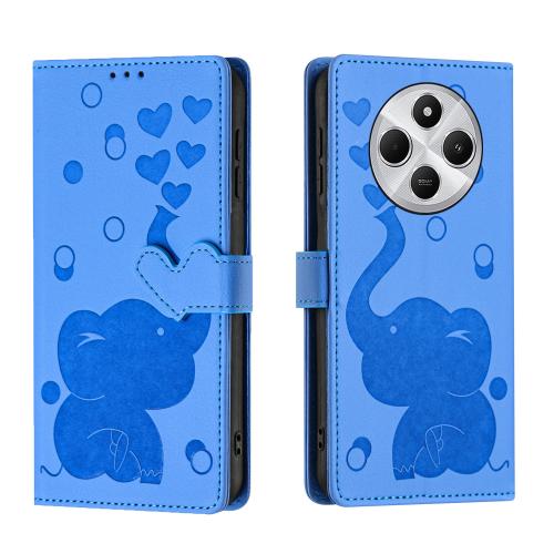 

For Xiaomi Poco C75 Cartoon Elephant Embossed Leather Phone Case(Blue)