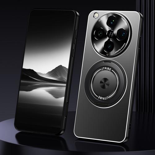 

For OPPO Find X8 Pro Rotating Holder Frosted Metal Phone Case(Black)