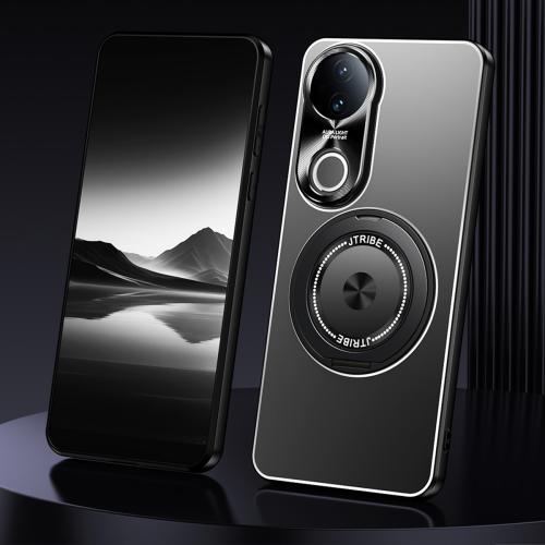 

For vivo S20 Rotating Holder Frosted Metal Phone Case(Black)