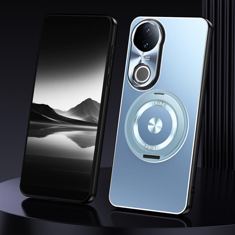

For vivo S20 Rotating Holder Frosted Metal Phone Case(Blue)