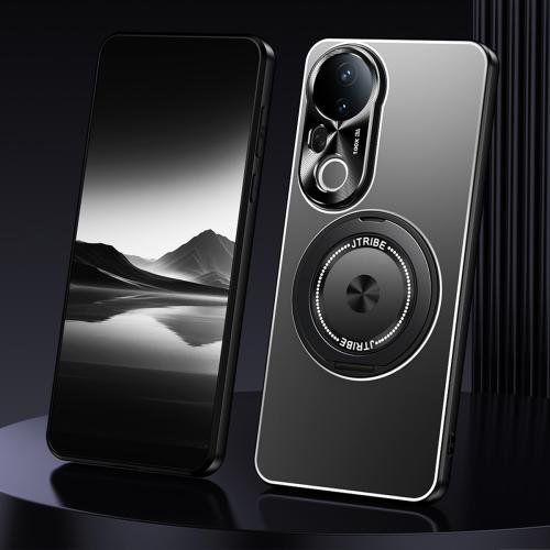 

For vivo S20 Pro Rotating Holder Frosted Metal Phone Case(Black)