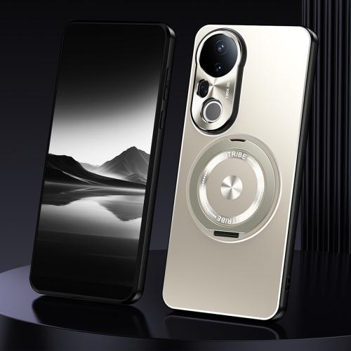 

For vivo S20 Pro Rotating Holder Frosted Metal Phone Case(Titanium)