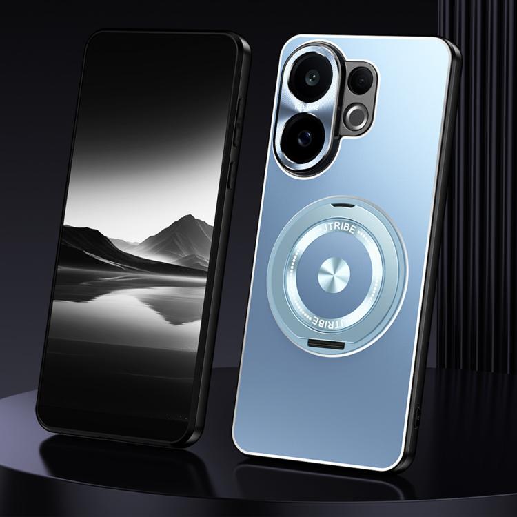 

For vivo S30 Rotating Holder Frosted Metal Phone Case(Blue)