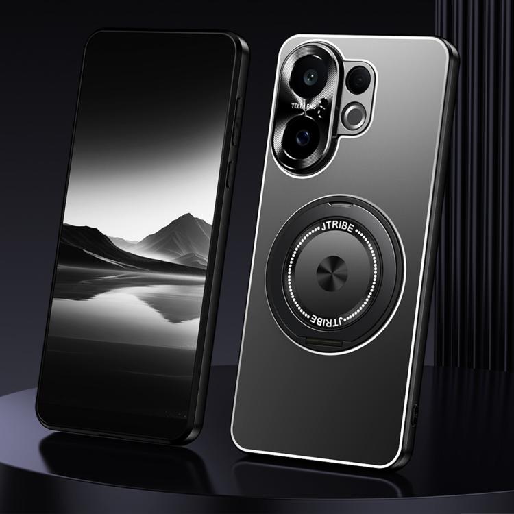 

For vivo S30 Pro mini Rotating Holder Frosted Metal Phone Case(Black)