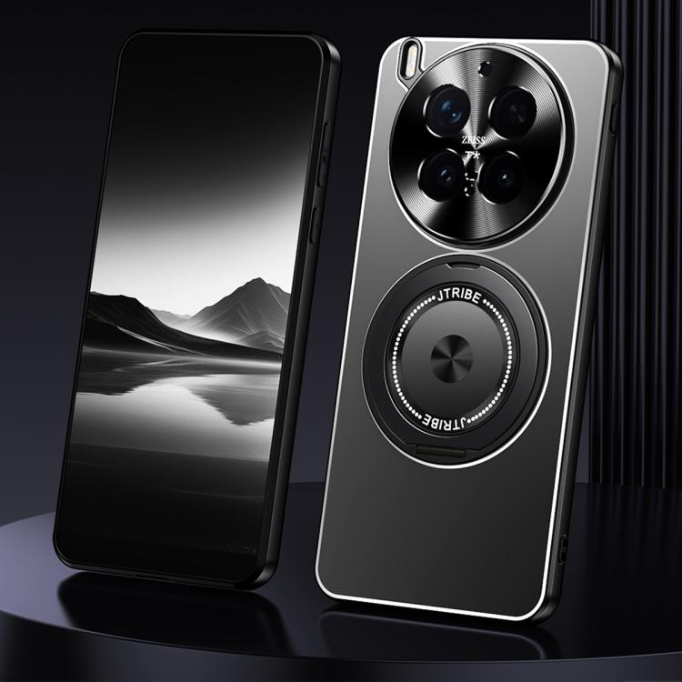 

For vivo X300 Pro Rotating Holder Frosted Metal Phone Case(Black)