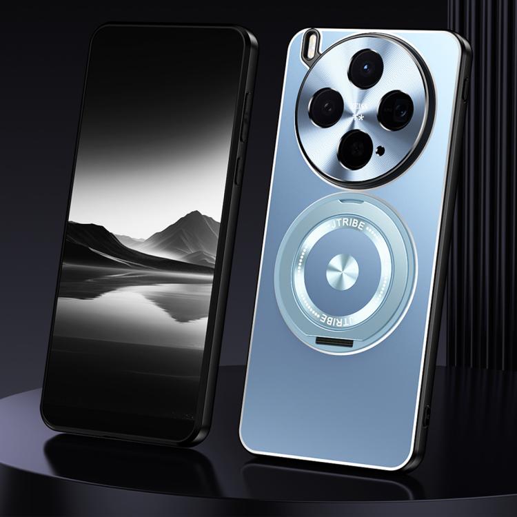 

For vivo X300 Rotating Holder Frosted Metal Phone Case(Blue)