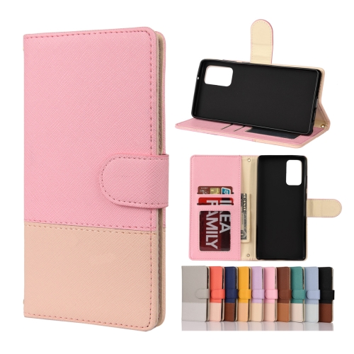 

For Samsung Galaxy Note20 Color Splicing Horizontal Flip Leather Case with Holder & Card Slots & Wallet & Photo Frame(Pink)