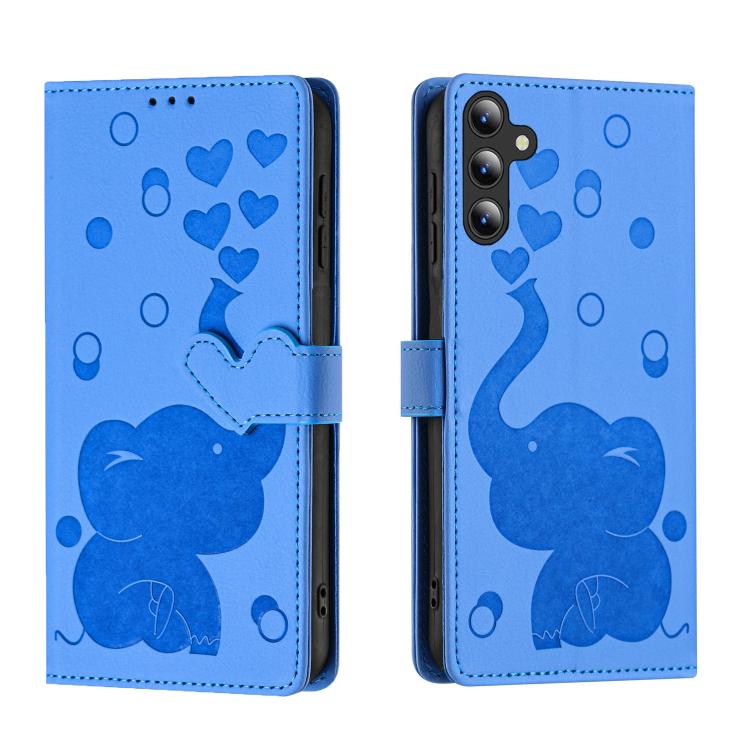 

For Samsung Galaxy A17 5G / A26 5G Cartoon Elephant Embossed Leather Phone Case(Blue)