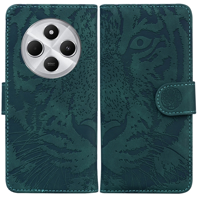 

For Redmi 14C 4G Tiger Embossing Pattern Leather Phone Case(Green)