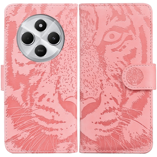 

For Redmi 14C 4G Tiger Embossing Pattern Leather Phone Case(Pink)