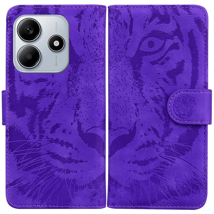 

For Redmi Note 14 5G Tiger Embossing Pattern Leather Phone Case(Purple)