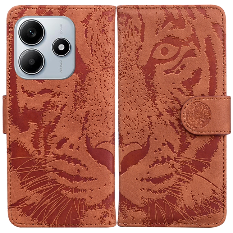 

For Redmi Note 14 5G Tiger Embossing Pattern Leather Phone Case(Brown)