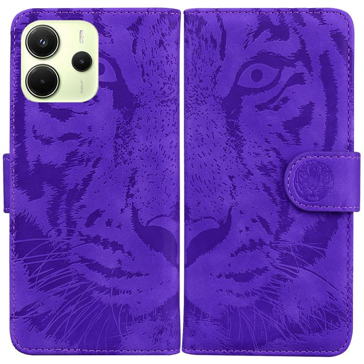 

For Redmi Note 14 4G 163.25mm Tiger Embossing Pattern Leather Phone Case(Purple)
