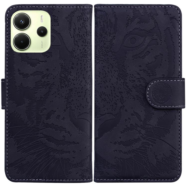 

For Redmi Note 14 4G 164.84mm Tiger Embossing Pattern Leather Phone Case(Black)