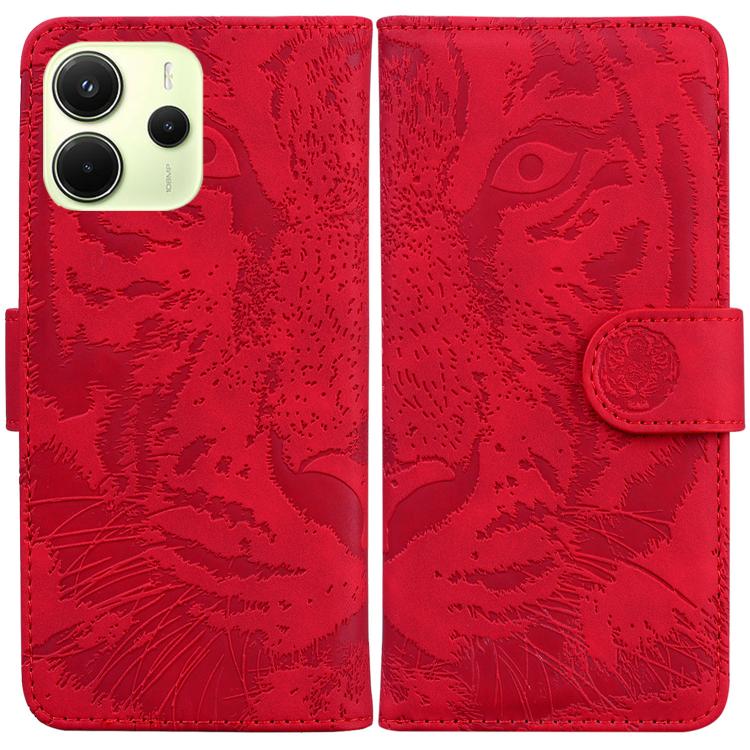 

For Redmi Note 14 4G 164.84mm Tiger Embossing Pattern Leather Phone Case(Red)