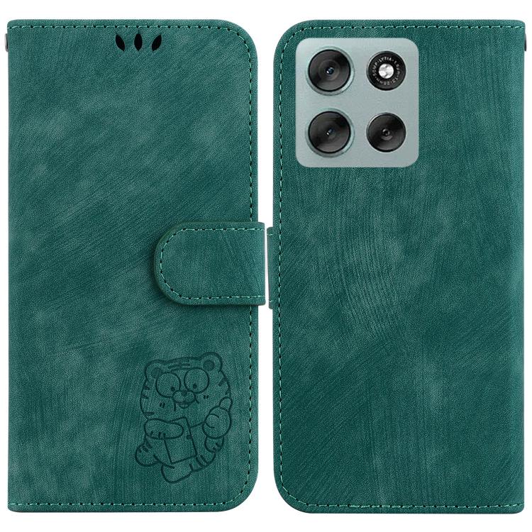 

For Motorola Moto G56 5G / G66j 5G / G66y 5G Little Tiger Embossed Leather Phone Case(Green)