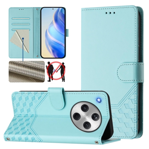 

For OPPO Find X8 Honeycomb Embossing RFID Leather Phone Case(Mint Green)