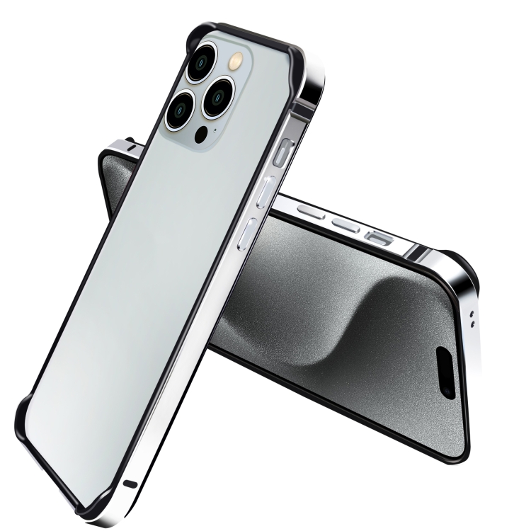 

For iPhone 16 Pro TPU + Aluminum Alloy Frame Phone Case(Silver)