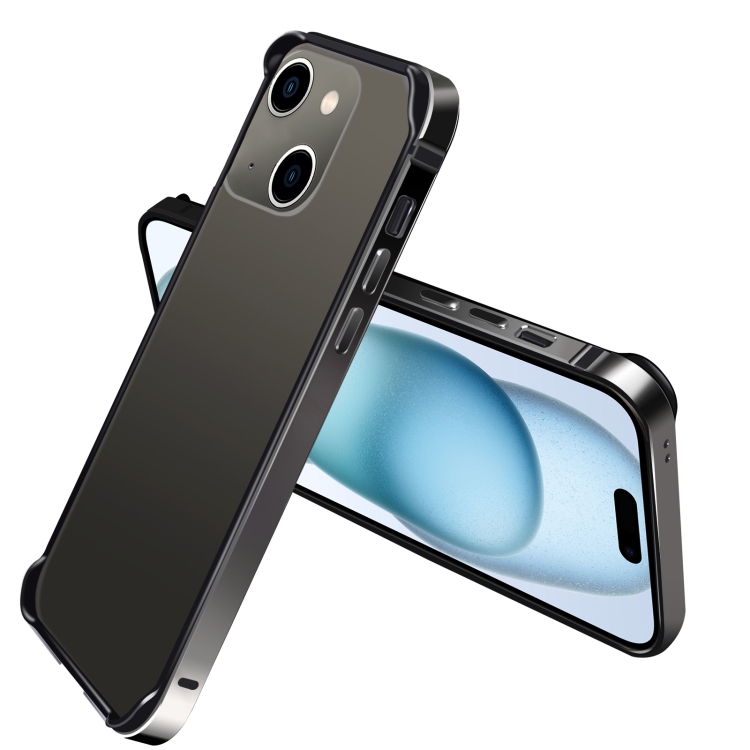 

For iPhone 16 TPU + Aluminum Alloy Frame Phone Case(Black)