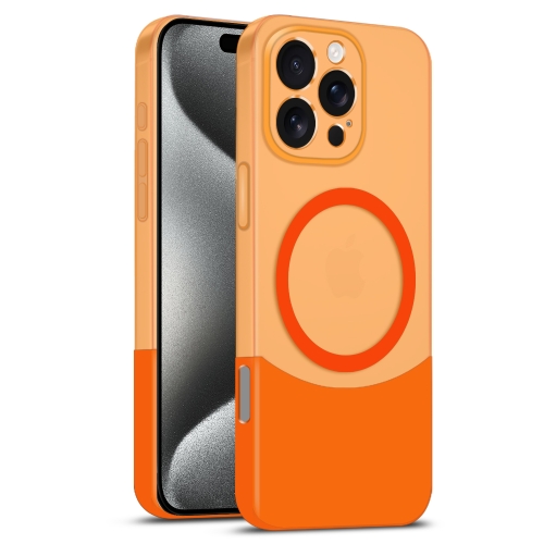 

For iPhone 15 Pro Max Dual Color Stitching MagSafe Magnetic PC Phone Case(Orange)